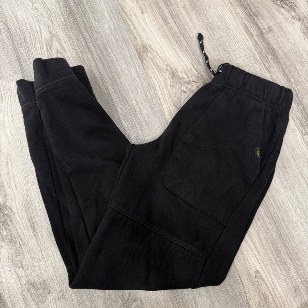 Lee Boys Black Fleece Jogger Sweatpants Elastic Waist Size M 10/12